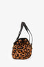 Saint Laurent Brown Leopard Print Pony Hair Studded Flap Top Handle Bag