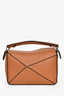 Loewe Brown Leather Mini Puzzle Top Handle with Strap