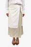 Dries Van Noten White/Light Green Wrap Around Midi Skirt Size 40