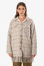 Sandro Beige/Multicolour Wool Blend Check Fringe Detail Jacket Size 40