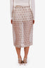 Max Mara Grey Silk Sheer Logo Midi Skirt Size 6