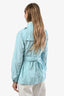 Burberry Brit Light Blue Nylon Double Breasted Short Trench Coat Size 6 US with Belt