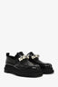 Simone Rocha Black Leather Pearl Bell Embellished Loafers Size 39