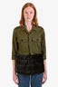 Harvey Faircloth Military Green Faux Fur Utility Jacket Size S