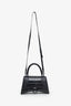 Balenciaga Black Croc Embossed Small Hourglass Top Handle Bag With Strap