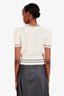 Off-White White Cashmere Wool Knit Short Sleeve Sweater Size 4