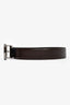 Salvatore Ferragamo Brown Leather Reversible Belt with Chrome Hardware Size 44 Men's