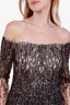 Pamella Roland Silk Brown to Gold Ombre Sequin Gown Size 8