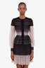 Alexander McQueen Black Silk Striped Top + Skirt Set Size S-M