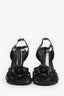 Pre-loved Chanel™ Black Leather Camellia Ankle Strap Sandals Size 36.5