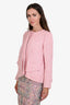 Pre-Loved Chanel™ 2016 Pink Cotton Blend High Low Neck Tie Blazer Size 40