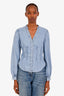 Veronica Beard Blue Denim V Neck Button Down Shirt Size 0
