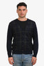 Pal Zileri Navy Blue Virgin Wool Check V-Neck Cardigan Size 52 Mens