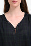 6397 Black/Green Cotton Plaid Sheer Long Sleeve Top Size M