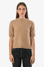 Judith & Charles Tan Wool Camel Hair Blend Short Sleeve Sweater Size S