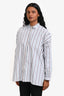 Brunello Cucinelli White/Blue Cotton Pinstripe Bead Button-Down Shirt Size XXS