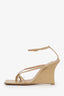 Bottega Veneta Beige Leather Stretch Strap Leather Wedge Sandals Size 40