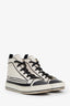 Pre-loved Chanel™ White/Black Canvas Leather CC High Top Sneakers Size 35.5