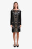 Just Cavalli Black Printed Silk Midi Dress Size 44