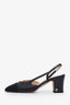 Pre-loved Chanel™ Black Leather Cap Toe CC Slingback Pumps Size 36