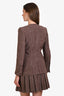 Pre-loved Chanel™ 1997 Autumn Brown/Cream Wool Blazer + Pleated Midi Skirt Set Size 34