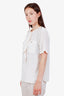 Max Mara White Silk Ruffled Button Pocket Blouse Size 8