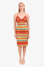 Missoni Boboli Orange Multicolour Zig Zag Knit Spaghetti Strap Midi Dress Size 44