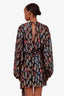 Saint Laurent Black Sheer Silk Lurex Multicolour Detailed Mini Dress Size 38