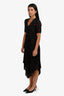 Maje Black Embroidered Hearts Print Short Sleeve Midi Dress Size 1