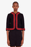 Gucci Black Tweed Knit Contrast Trim Cardigan Size 38
