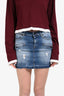 Balmain Blue Distressed Denim Mini Skirt Size 38