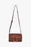 Chloe Brown Croc Embossed Suede Faye Chain Bag