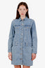 Ganni Light Blue Denim Long Sleeve Shirt Dress Size 38