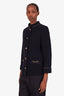 Gucci Navy Wool Tweed Horsebit Jacket Size 40