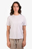 Brunello Cucinelli White/Beige Striped Monili Pocket Detail Short Sleeve T-Shirt Size Medium