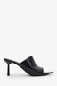 Prada Black Brushed Leather Open Toe Mules Size 39.5