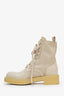 Prada Beige Re-Nylon Metal Triangle Logo 50mm Combat Boots Size 35.5
