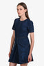 Gucci 2024 Blue Denim Floral Embroidered Short Sleeve Mini Dress Size 36
