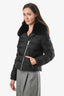 Prada Black Nylon Quilted Belted Down Fur Trim Hooded Jacket Size 46