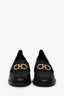 Salvatore Ferragamo Black Leather Gold Gancini Buckle Loafer Size 37