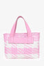 Miu Miu Pink/White Woven Basket Top Handle Bag