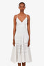LoveShackFancy White Tiered Crochet Cotton Midi Dress Size XS