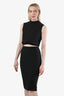 Victoria Beckham Black Cotton Midriff Cut-Out Sleeveless Midi Dress Size 4
