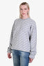 Balenciaga Grey Cotton Spandex Intarsia Logo Crewneck Sweater Size S