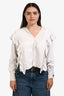 Isabel Marant Etoile Light Grey Ruffle Details Long Sleeve Top Size 36