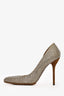 Gucci Brown Suede Silver Crystal Embellished Heels Size 38