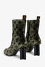 Louis Vuitton Green Velvet Monogram Block Heel Ankle Boots Size 38