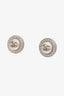 Pre-loved Chanel™ 2018 Silver Tone Crystal CC Round Pearl Earrings