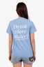 Sporty & Rich Blue 'Drink More Water' T-Shirt Size XS