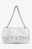 Pre-loved Chanel™ 2011 Silver Lambskin Ice Cube On the Rocks Jumbo Single Flap Bag